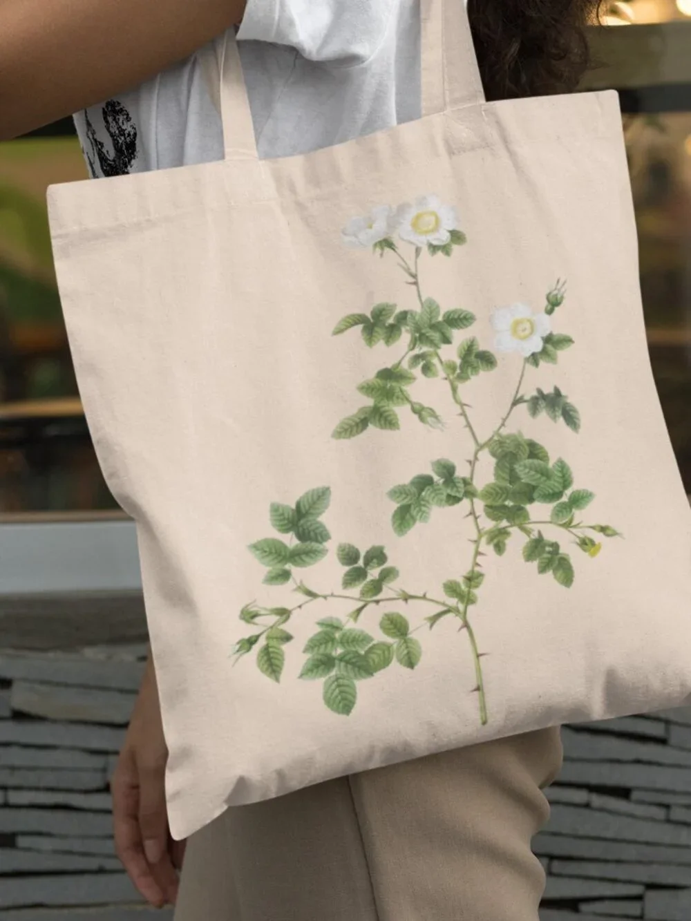 Sweetbriar Vintage Floral Print Graphic Canvas Tote Bag